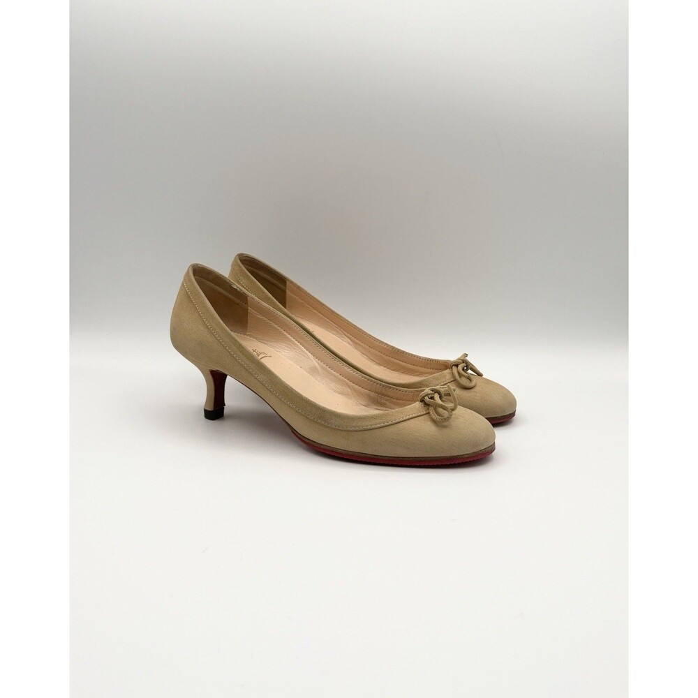 Christian Louboutin Beige Suede Marcia Balla Kitten Heels Size EU 35.5